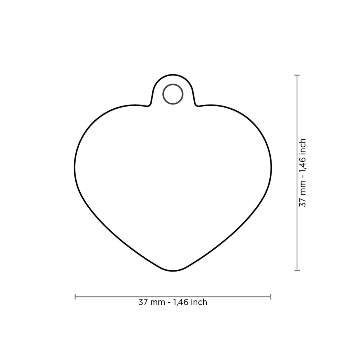 Aluminum Red Heart with Red Rubber ID Tag