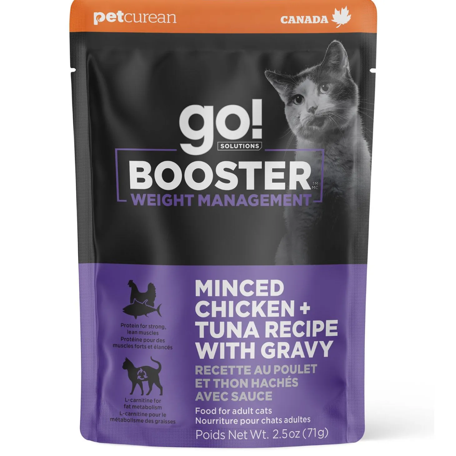 Booster Weight Management Minced Chicken + Tuna Recipe With Gravy Adult Cat Food Topper