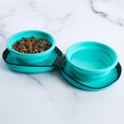Collapsible Blue Pet Travel Bowls