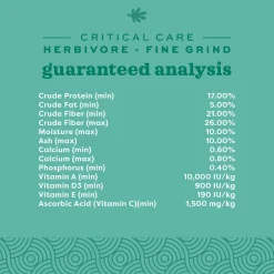 Critical Care Herbivore Papaya Flavour Fine Grind Feeding Formula
