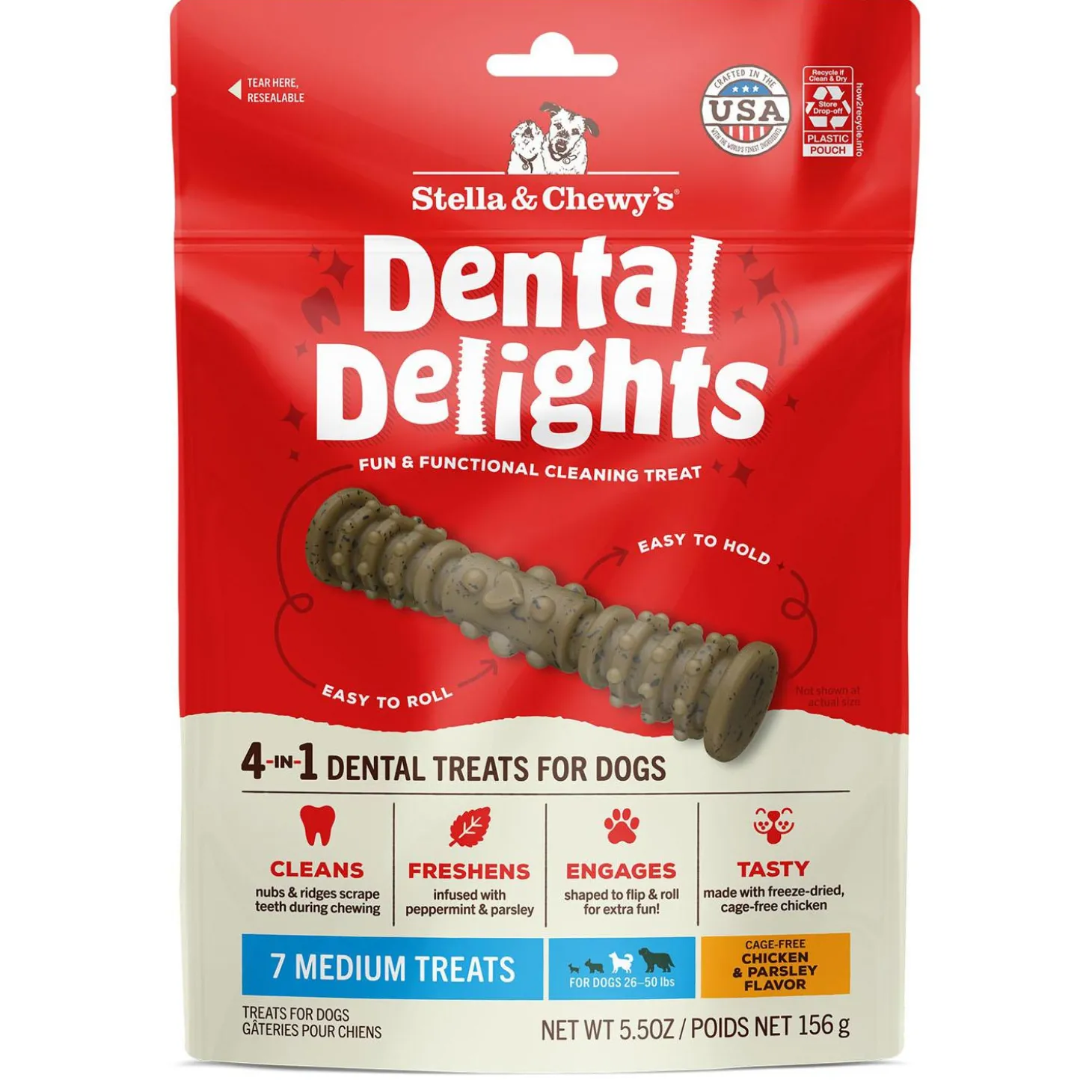 Dental Delights Chicken & Parsley Flavour Medium Dog Treats