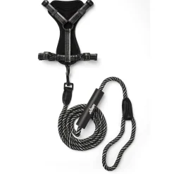 Discover Dog Reflective Multi Attachment Black & Grey Dog Harness