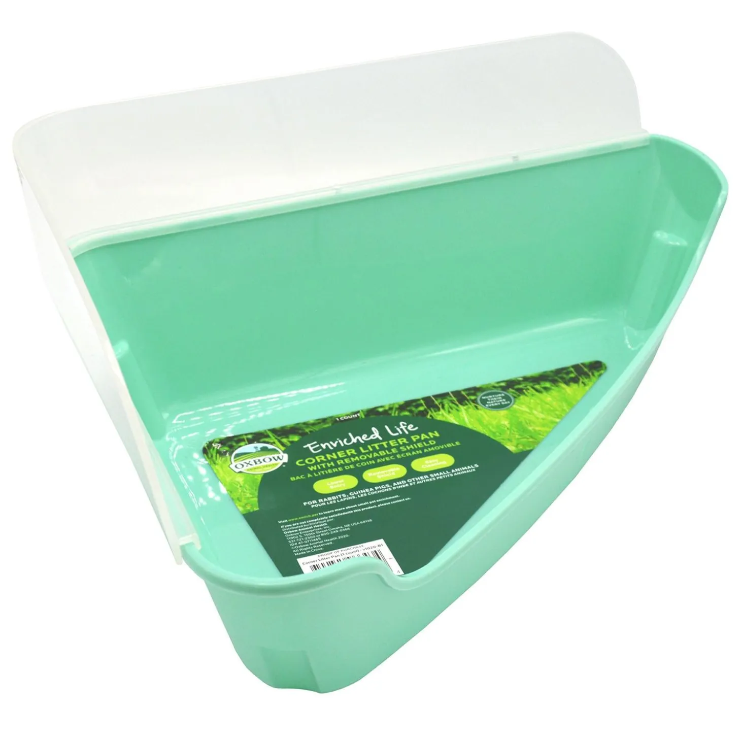 Enriched Life Small Animal Corner Litter Pan & Removeable Shield