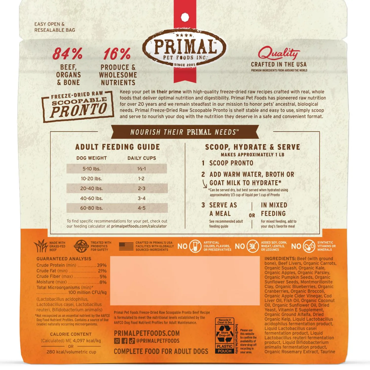 Freeze-Dried Raw Pronto Beef Recipe Adult Dog Food