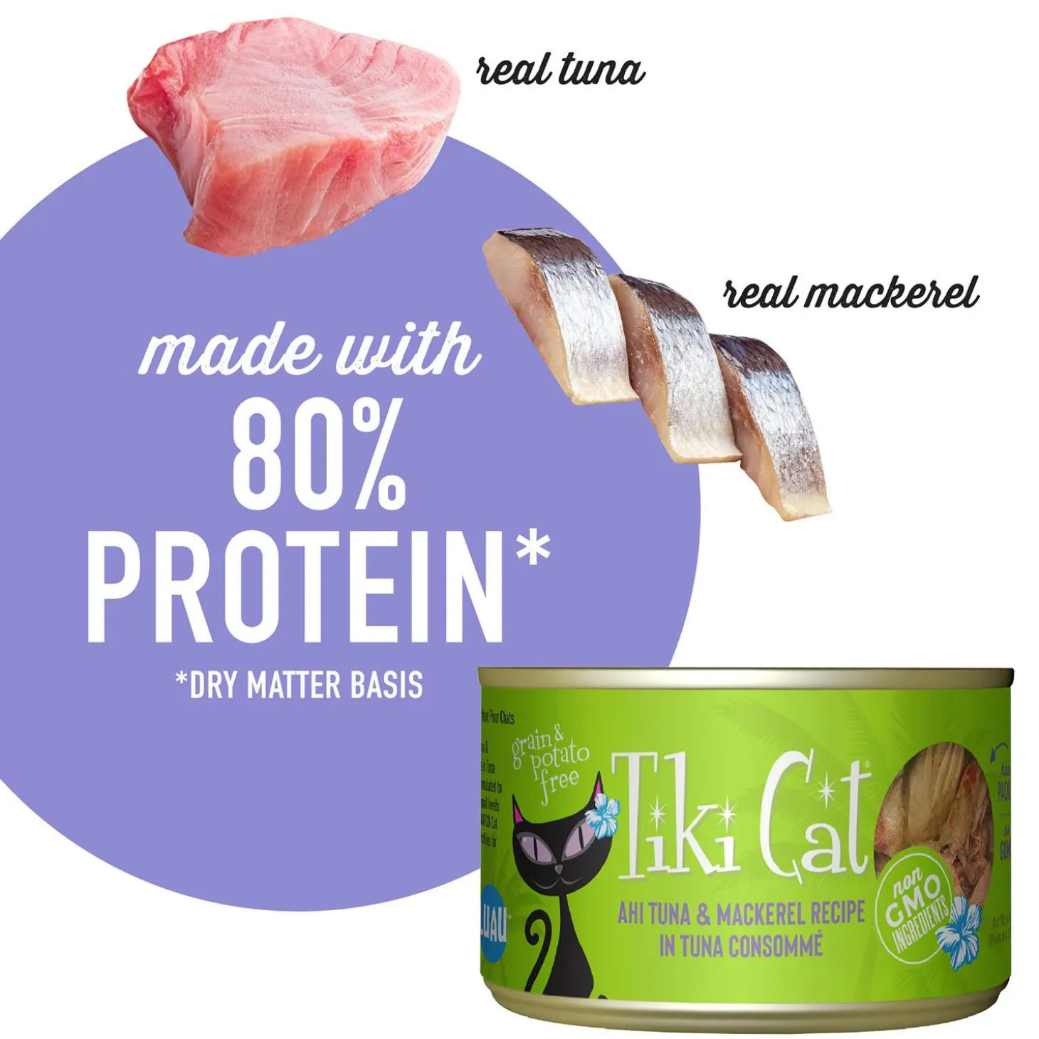 Luau Ahi Tuna & Mackerel Recipe in Chicken Consomme Cat Food