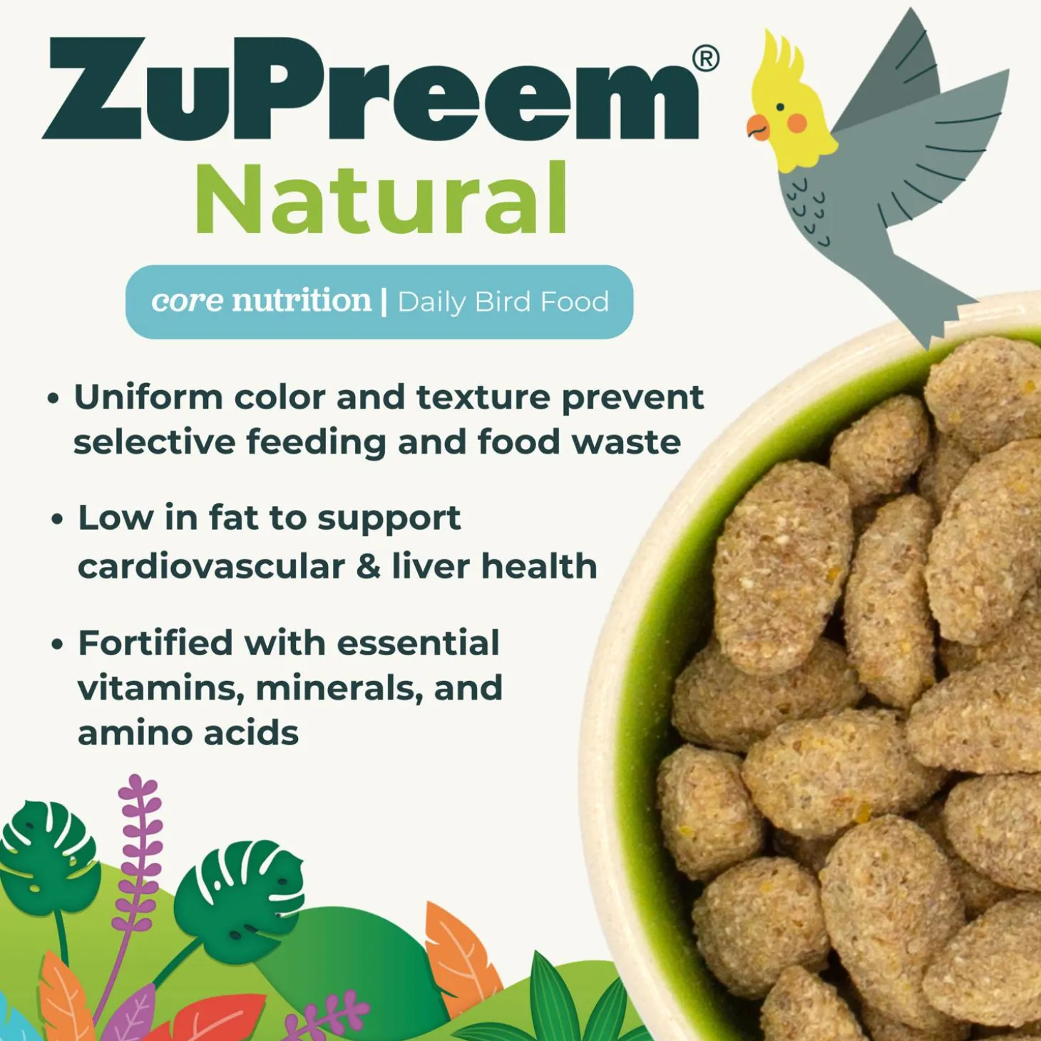 Natural with Added Vitamins, Minerals, Amino Acids Medium Bird Food