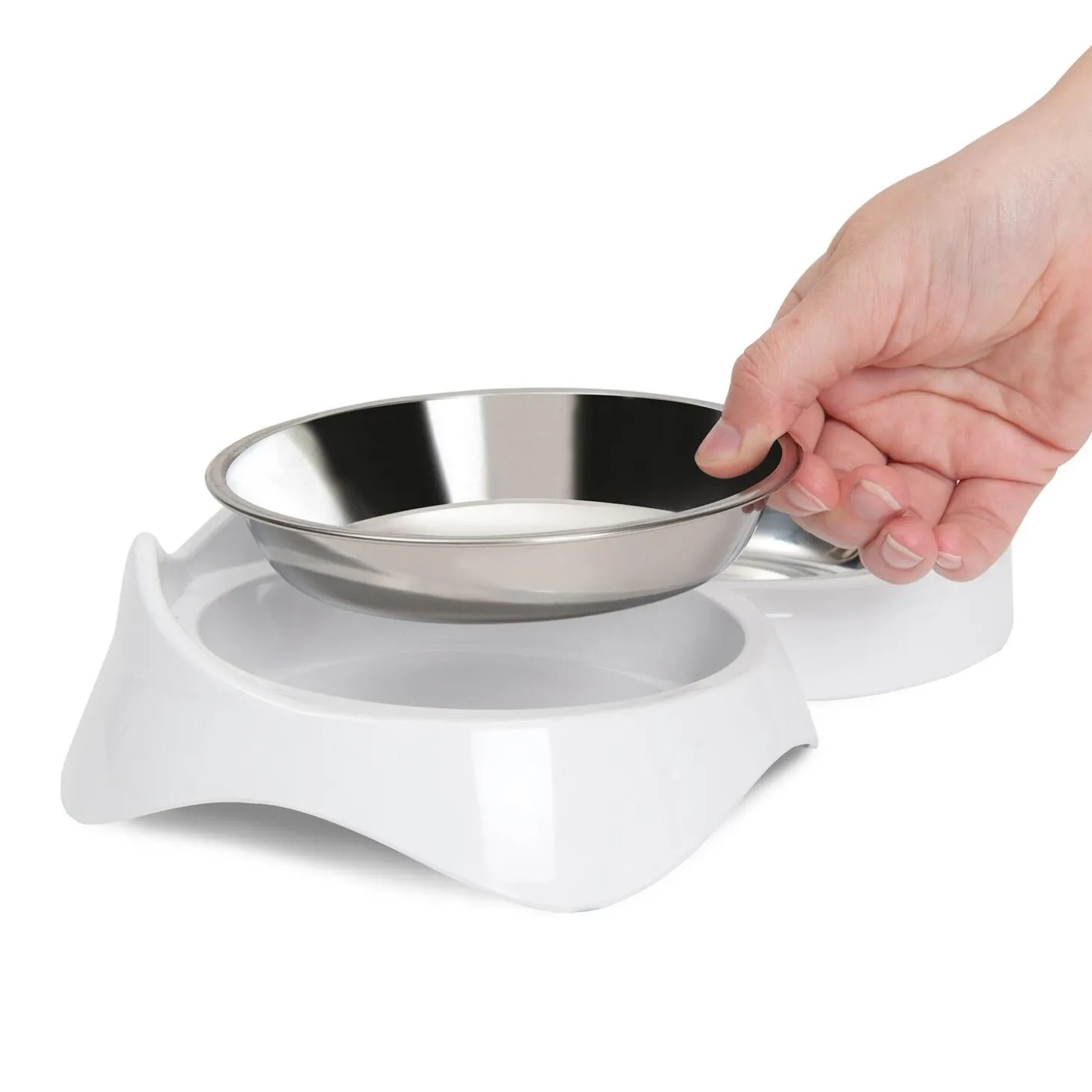 PIXI Double Feeding White Dish