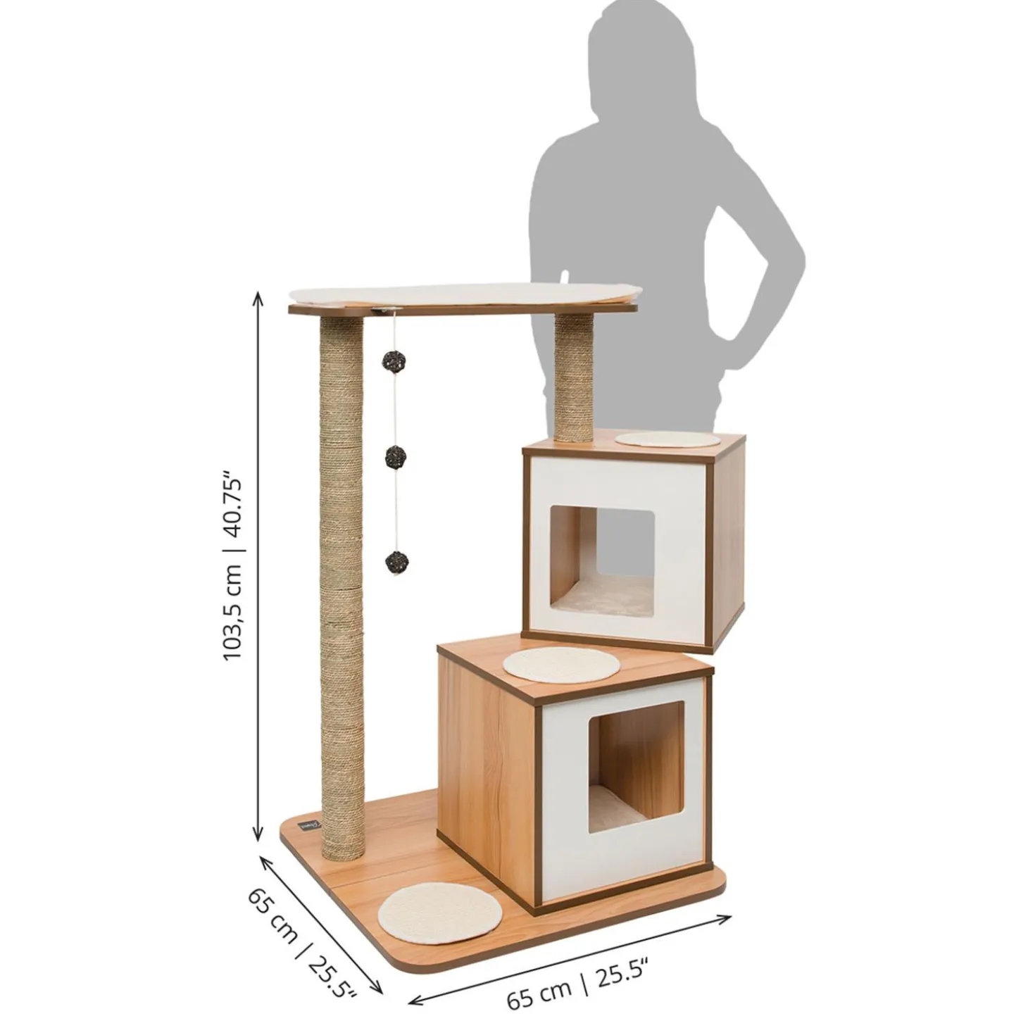 PIXI Vesper Double Walnut Cat Tree