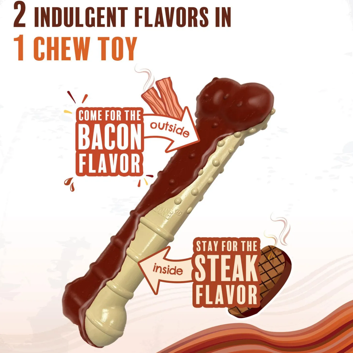 Power Chew Bacon Basted Flavour & Steak Flavour Dog Toy