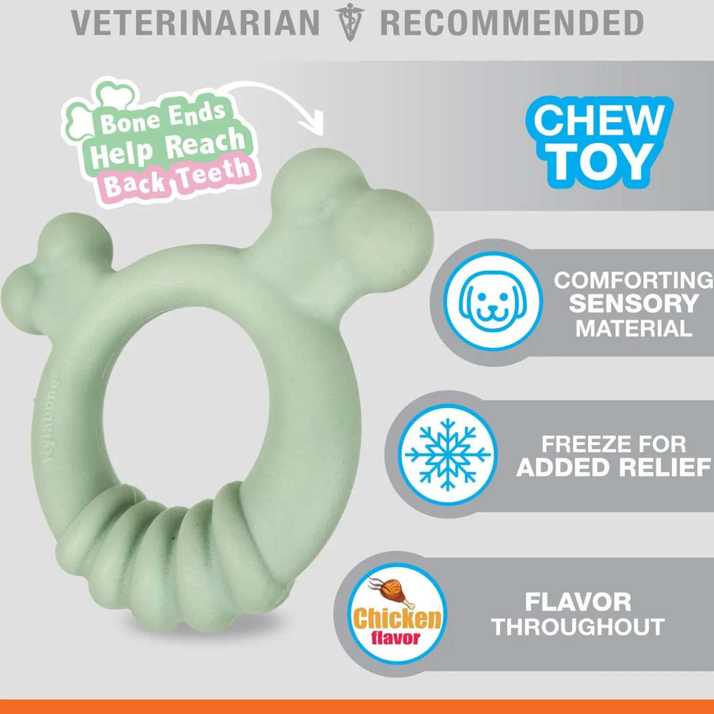 Puppy Chew Chicken Flavour Teething Tactile Ring Dog Toy