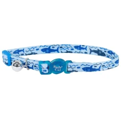 Safe Cat Fashion Blue Shark Adjustable Breakaway Cat Collar