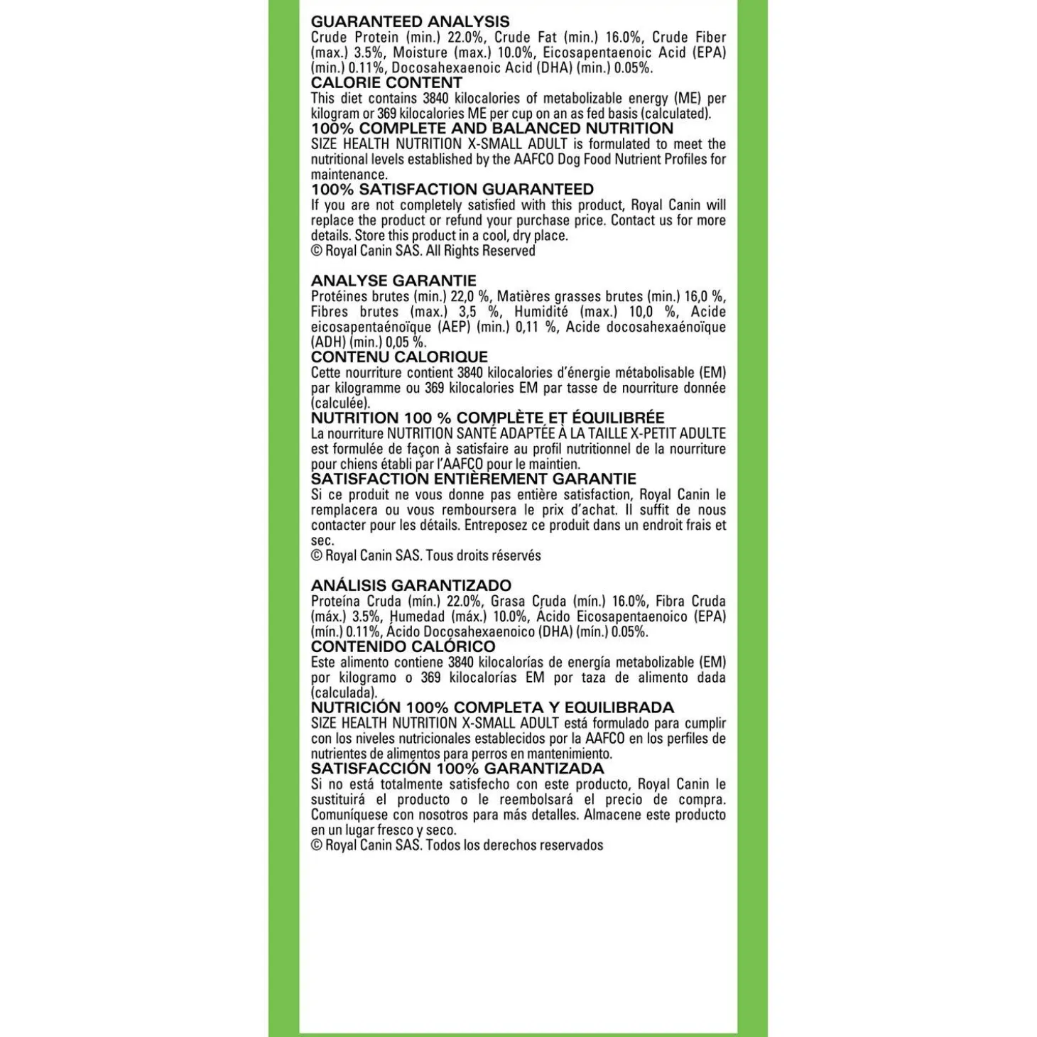 Size Health Nutrition X-Small Adult Dog Food