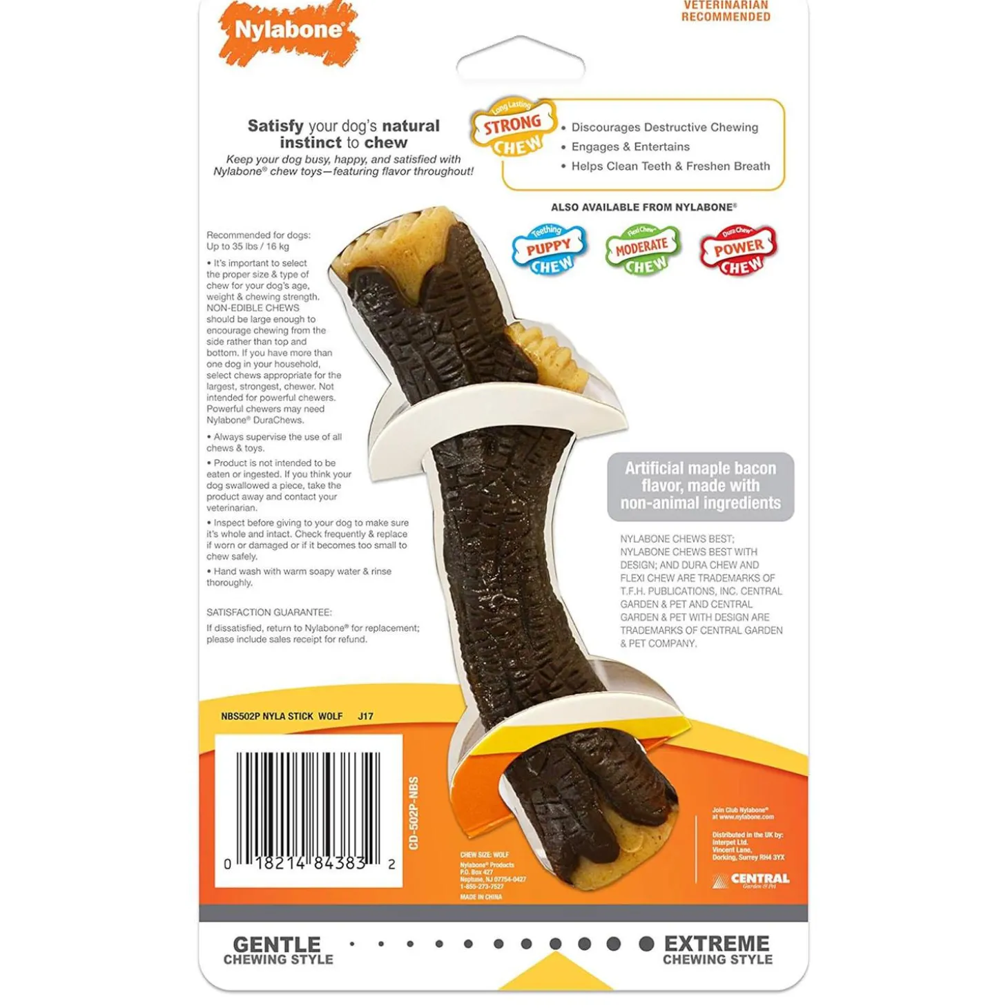Strong Chew Real Wood Stick Maple Bacon Flavour Dog Toy
