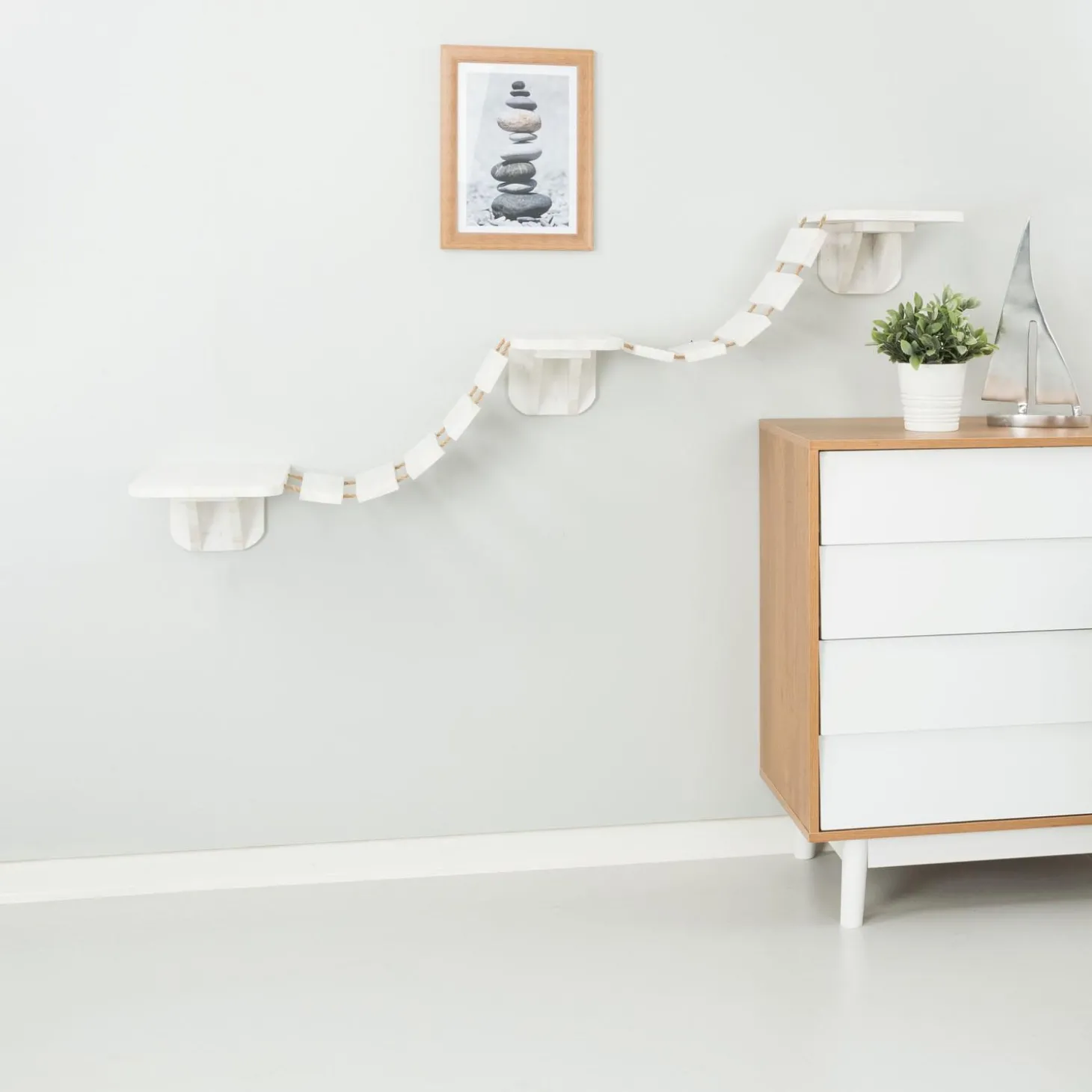 Wall-Mounted White Suspension Bridge
